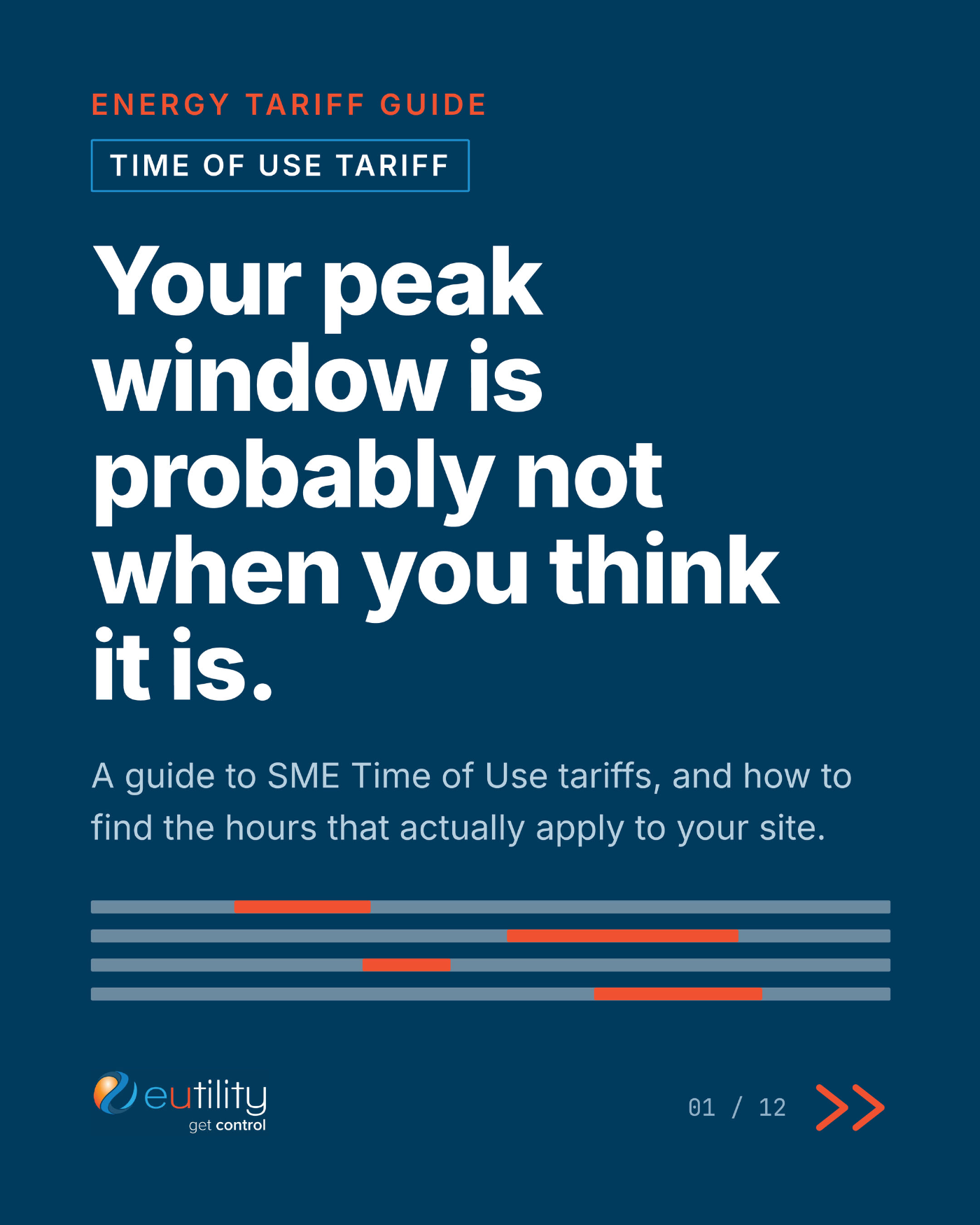 Cover page of the Eutility guide to Time of Use tariffs for small and medium businesses